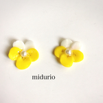 キラキララメ色ビオラ ピアス イヤリング