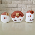コロンハウス＊ボタンなカフェ風ミニハウス おうちオブジェ お家オブジェ ナチュラル雑貨