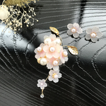 【再販3 】はんなり｡｡。桜♪ブローチ&ピアス/ ノンホールピアスのセット