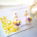 一粒ビジューと優しいお花のアクセサリー