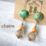 新作♡turquoise♡clearantique調ビーズのゆらりイヤリング