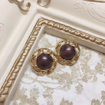 ヴィンテージパール大ぶりボタンピアス
