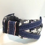 大人のための…♡LINTON TWEED♡ネイビーラフィア♡モノトーン系ミックスツィード♡カチューシャ♡送料無料♡幅広