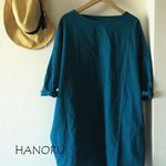 綿麻のシンプルワンピース＊ターコイズブルー