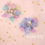 紫陽花とリボンのヘアクリップ