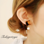 スクエア べっ甲 ピアス