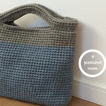 【SALE!!!】バイカラー ニットバッグ ☆ gray＊light blue