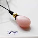 pink soap stone ＊ヨーロッパ製革紐＊パステルピンク＊ネックレス