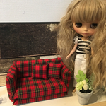 新柄♡赤チェック ドール用ソファー