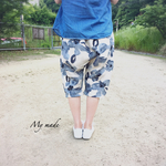 再販:)大人サイズ『watercolor＊Flowe』ハーフサルエルパンツ☆リネンダブルガーゼ
