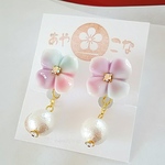 和菓子みたいな紫陽花の2wayイヤリング（樹脂ノンホールピアス）
