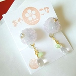 紫陽花の雫  錦玉風2wayイヤリング（樹脂ノンホールピアス／ブルー系）