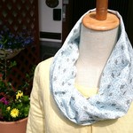 【Sale】ダブルガーゼ　 スヌード  小鳥 水色  一重巻