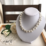 ●ネックレス単品●C華やか＊コットンパールのサークルネックレス 単品 ホワイト