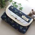 usako-mihhi様専用　ブルー系小花　母子手帳・通帳カードケース