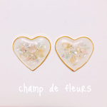 pastelフラワー*銀箔ピアス