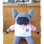 ソックフレンチブルドッグ　＊ネイビー・ピンボーダー＊