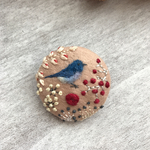 （小）刺繍ブローチ オオルリ
