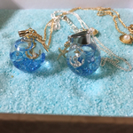【受注生産】海底のガラス玉 ネックレス  ガラスドーム  リキッドイン