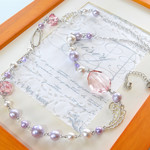 ラベンダーコットンパールロングネックレス