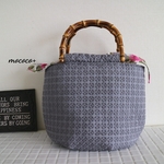 バンブーバッグ　プルメリア刺繍グレー
