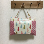 しずく・ピンクドット柄ビタット付きおしりふきポーチ☆後ろティッシュケースタイプポケット付き☆持ち手取り外し付き