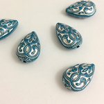27x18x11mm メッキアクリルビーズ  6個 ターコイズ