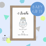 birthday cake ベビーポスター 男の子用【オーダー命名書】　