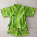 【tomomi..様オーダー品】子供甚平90（逆豆抹茶）＆小さなお散歩ポーチ