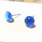 ステンレスピアス　深海の青　樹脂ピアス　樹脂ノンホールピアス