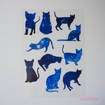 宇宙柄の猫　透明ステッカー