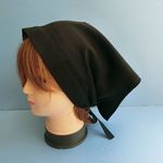 黒無地　ギャザー入りバブーシュカ・三角巾
