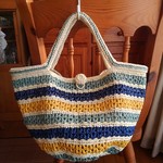 お値段お下げ。😃エコアンダリヤのボーダーのバッグ