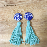  リゾート❤︎バンダナのくるみボタンのピアス