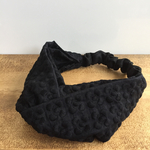 コットンプルメリア お花の刺繍(黒) ヘアバンド