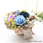 父の日や結婚祝いに♪うさぎさんのブーケ🍀 プリザーブドフラワー ブルー系  