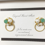 ビジュー＊リングピアス【ミルキーグリーン】