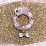 ネオブライス　プルリング　大　ミルキーピンク色　花柄
