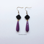 black square & purple drop ピアス／イヤリング