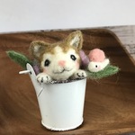 再販ご依頼品 ねこさんと紫陽花 バケツ入り〜かたつむりさんと一緒〜