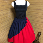 ✴︎MULTI FACE✴︎ネイビー／レッド✴︎オックス ボリュームスカート(結びベルト付き)✴︎