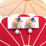 つまみ細工のイヤリング☆ピンク☆浴衣にも♪