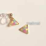 【再販】小さなカラフル三角ピアス*イヤリング*ノンホールピアス*