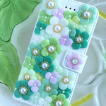 bankou様オーダー品♡お花のグリーンガーデン手帳型ケース