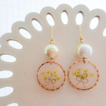 【B級品】ミルキーフラワーピアス  yellow×pink