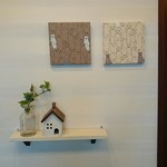 クマさん(ベージュ＆ホワイト）のファブリックパネル 20×20cm　2枚セット