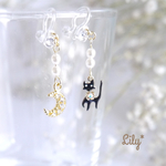 黒猫×三日月のピアス/イヤリング＊