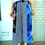 【0802rumi様専用】浴衣のパッチワイドパンツ/着物リメイク