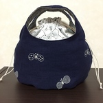 小ぶり♪ころりんバッグ＊ミナペルホネン＊ちょうちょ ネイビー