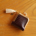 革 のミニ がま口　darkbrown　※ アクセサリー ケース・ コインケース ※
